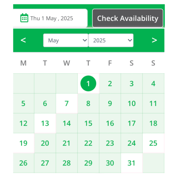 Tour Operator Website Booking Calendar